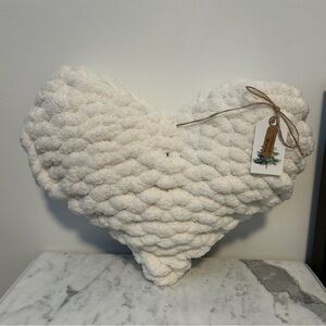 Homemade Cozy Heart Shaped Cream White Accent Pillow